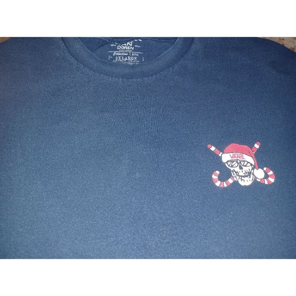 Van Van Doren's Men's Christmas Graphic Tee 2XL Navy Red White - Picture 2 of 4